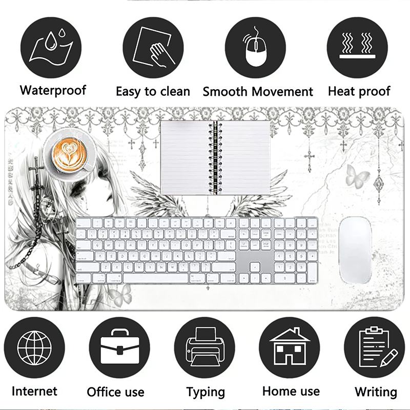 لوحة ماوس جلدية سوداء وبيضاء ب - مراجعة Pc Gaming Aesthetic وسعره
