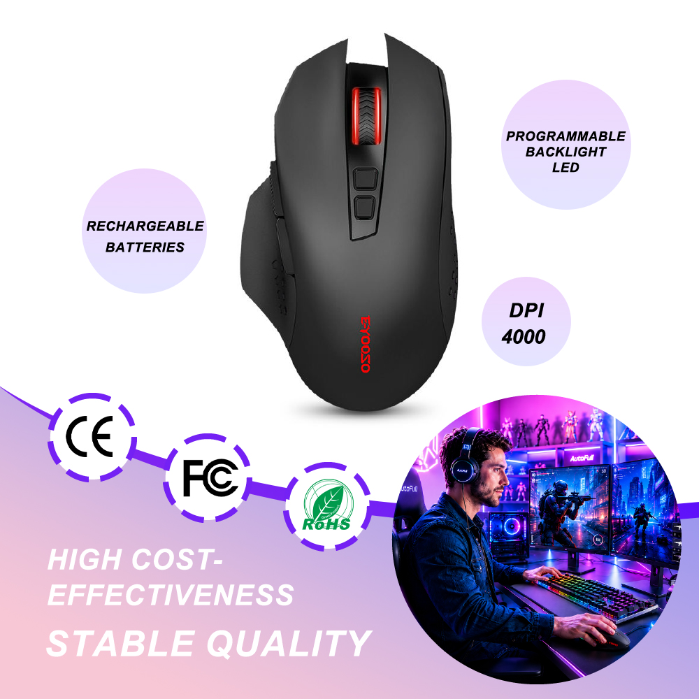 فأرة ألعاب لاسلكية صغيرة صامتة - مراجعة Wireless Gaming Mouse وسعره